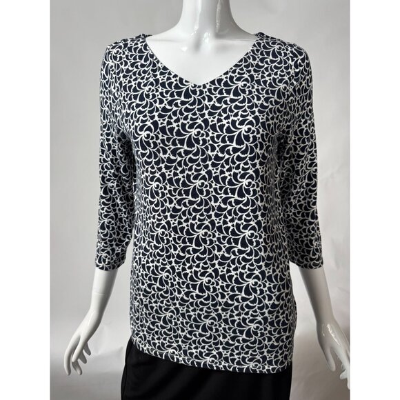 Black & White Floral Pattern Womens Top - Picture 7 of 16